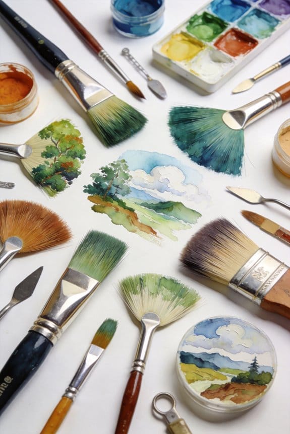 fan brushes in landscapes
